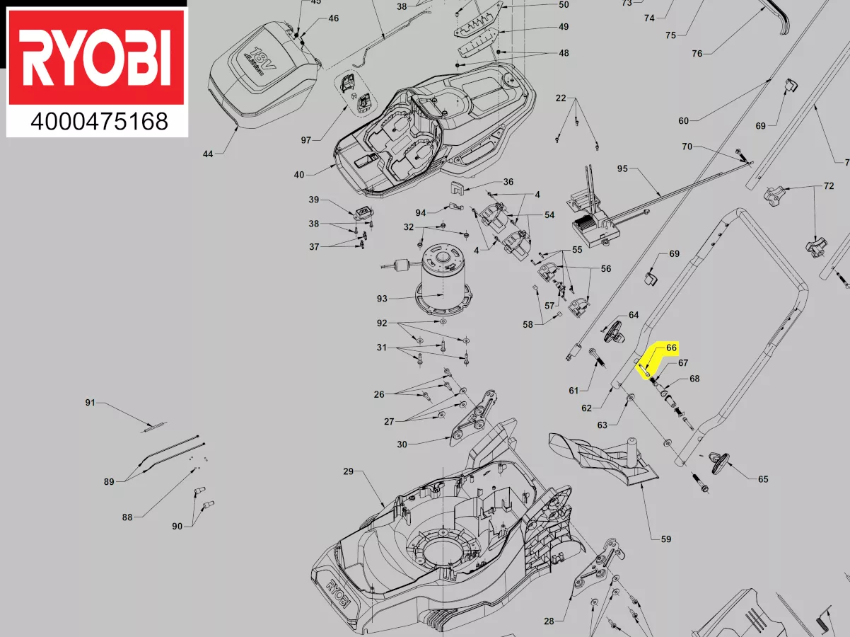 pointeau guidon tondeuse gazon RYOBI réf. 5131042841